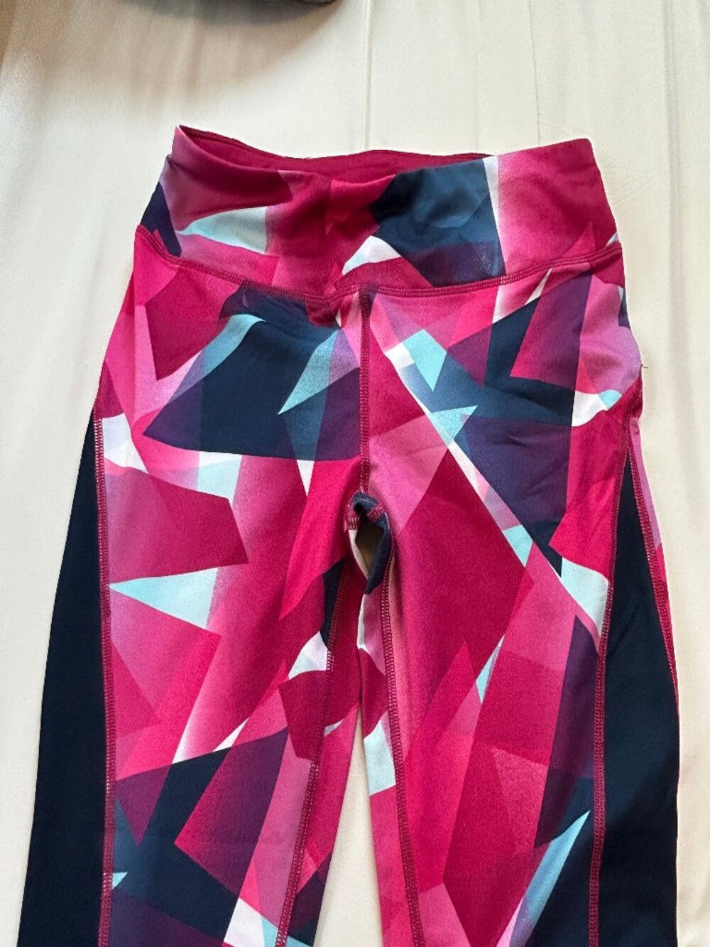AVIA Women's Geometric Workout Leggings | Magenta Multi Color | Size (14-16)